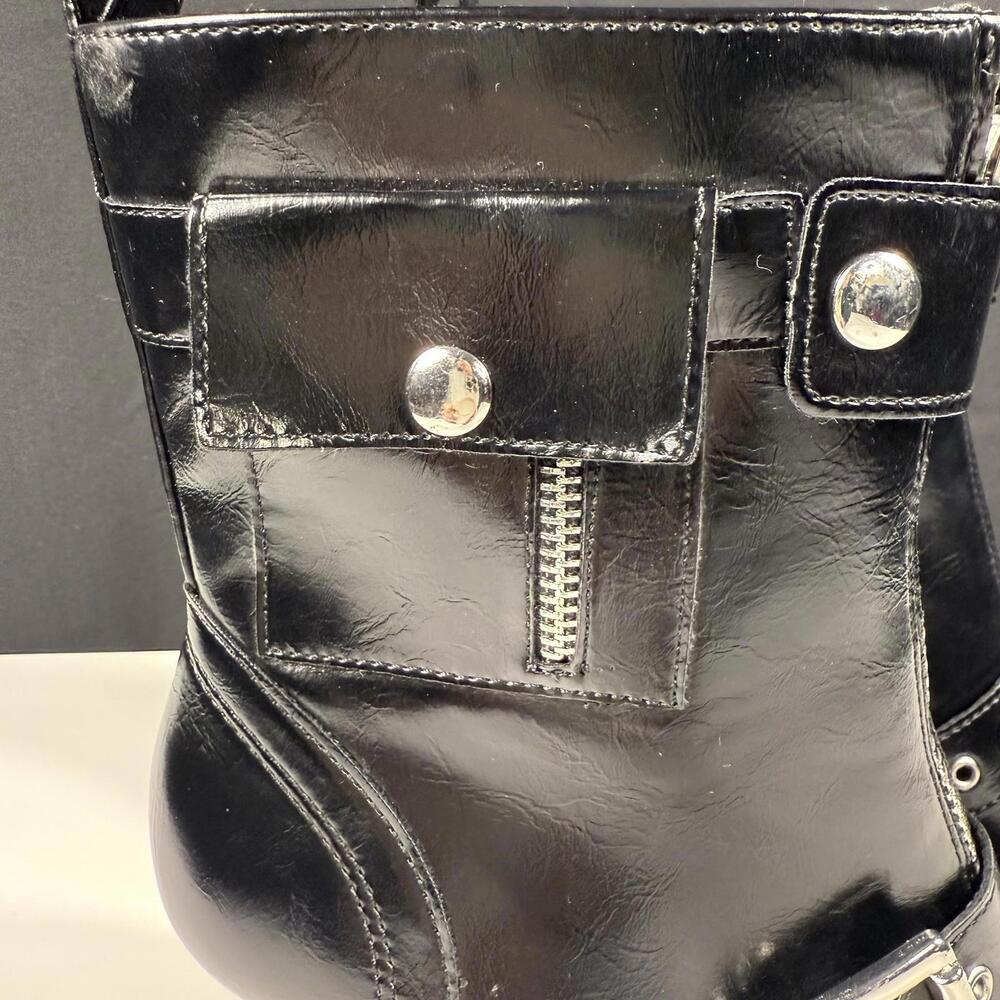 NEW Wild Pair Moonbeam Gothic Black Buckle Booties Size 8.5 Pointy Stiletto Heel - Picture 3 of 9